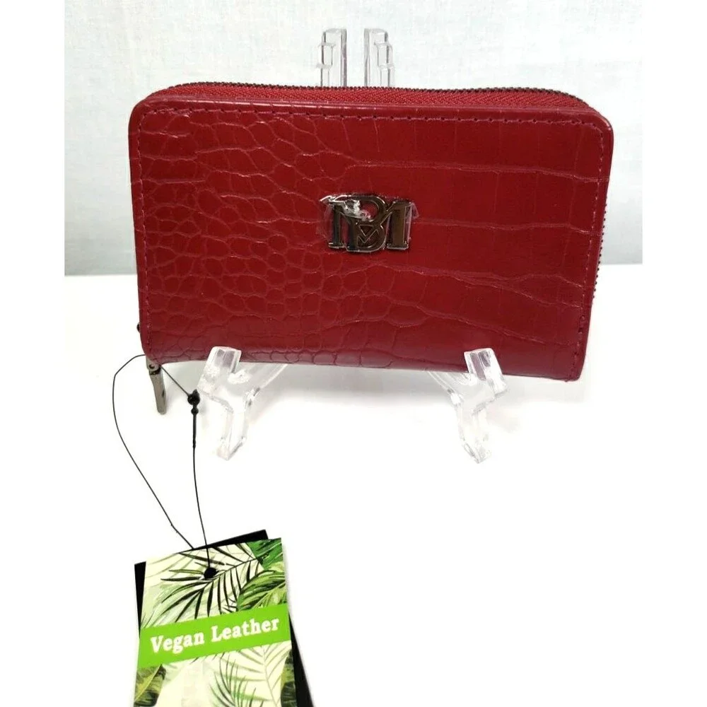 Badgley Mischka Croco Coin Purse Vegan Leather Wine  NWT